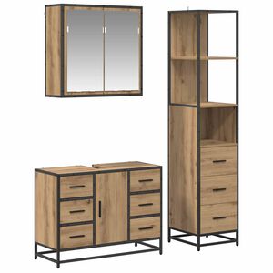 vidaXL Bathroom Furniture Set 3 pcs Artisan Oak Engineered Wood