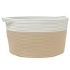 vidaXL Storage Basket Beige and White Ø40x25 cm Cotton