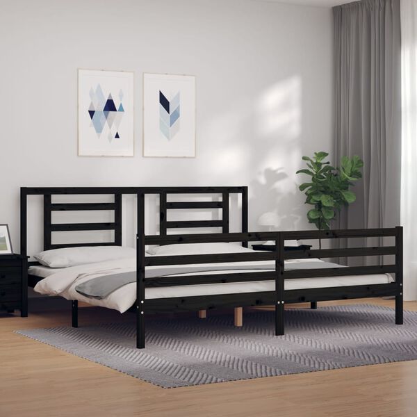 vidaXL Bed Frame without Mattress Black 200x200 cm Solid Wood