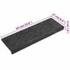vidaXL Stair Mats Self-adhesive 15 pcs 65x21x4 cm Dark Grey Rectangular Edge