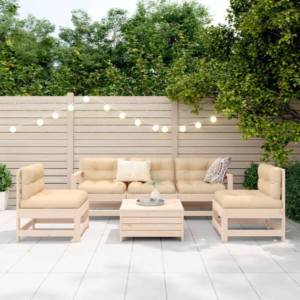 vidaXL 6 Piece Garden Sofa Set Solid Wood Pine