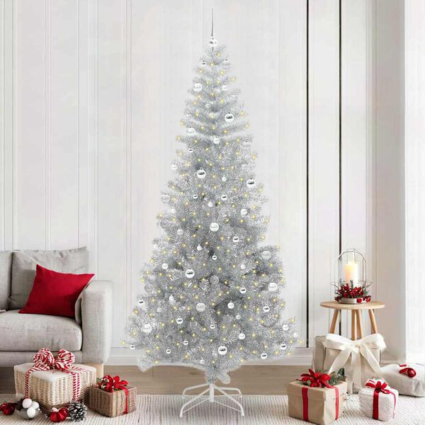 vidaXL Christmas Tree with 300 LEDs with Stand Silver 240 cm PET