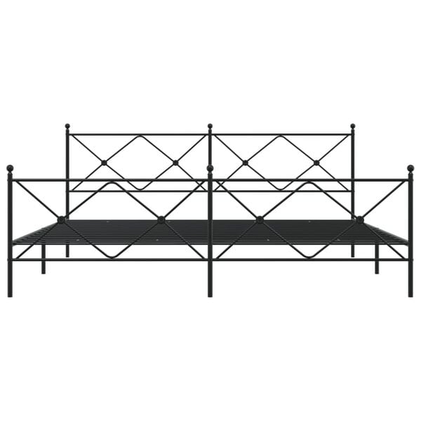 vidaXL Metal Bed Frame without Mattress with Footboard Black 193x203cm