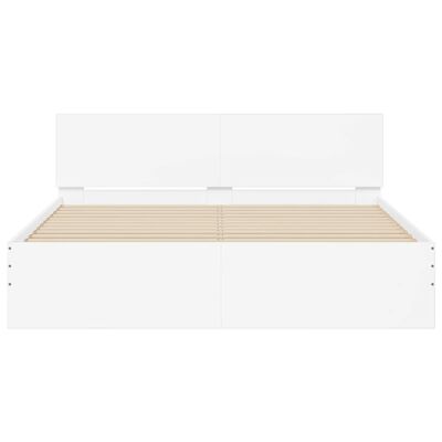 vidaXL Bed Frame with Headboard and LED White 150x200 cm King Size