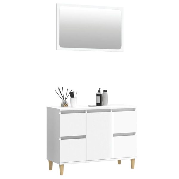 vidaXL 2 Piece Bathroom Furniture Set High Gloss White Engineered Wood