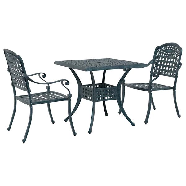 vidaXL Garden Table Set 3 pcs Green Cast Aluminium