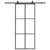 vidaXL Sliding Door with Hardware Set Black 90x205 cm ESG Glass