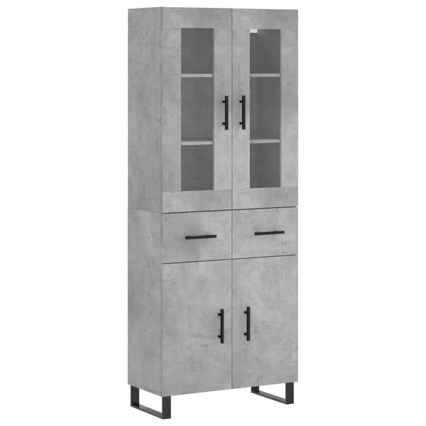 vidaXL Highboard Concrete Grey 69.5x34x180 cm Engineered Wood