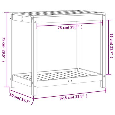 vidaXL Potting Table with Shelf 82.5x50x75 cm Solid Wood Douglas