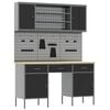 vidaXL Work Cabinet 7 pcs Black and Grey Engineered Wood and Steel