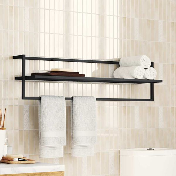 vidaXL Towel Rack Black 95x25x22 cm Iron