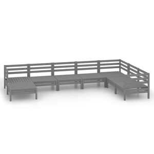 vidaXL Garden Lounge Set | Grey | Solid pinewood | 8 Piece Set | Modular