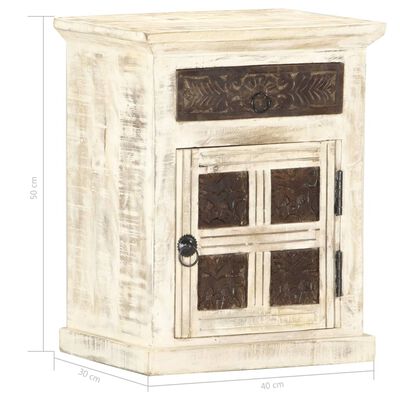 vidaXL Bedside Cabinet White 40x30x50 cm Solid Mango Wood