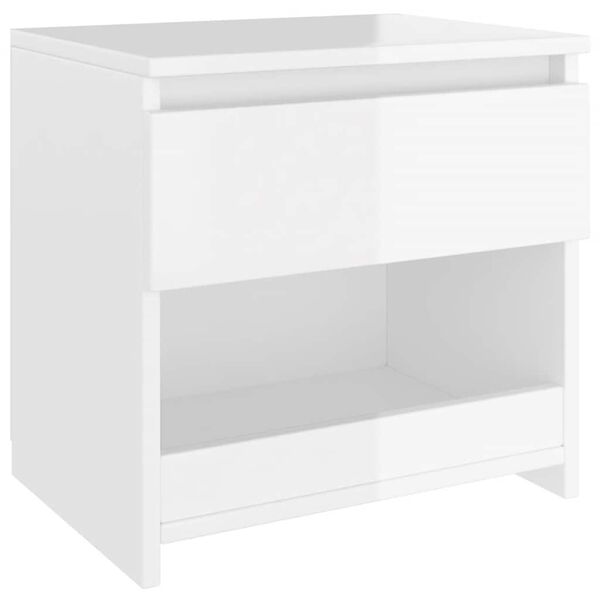 vidaXL Bedside Cabinets 2 pcs High Gloss White 40x30x39 cm Engineered Wood