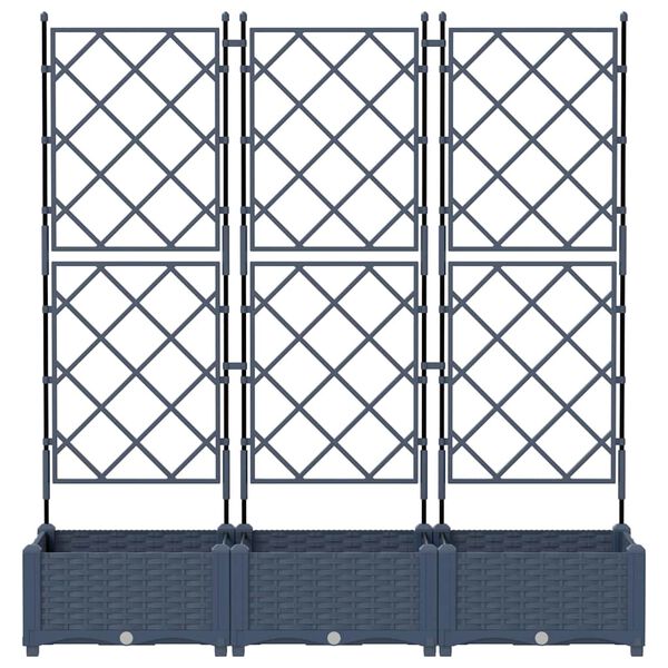 vidaXL Garden Planter 3 pcs Grey 120 x 40 x 125.5 cm Steel