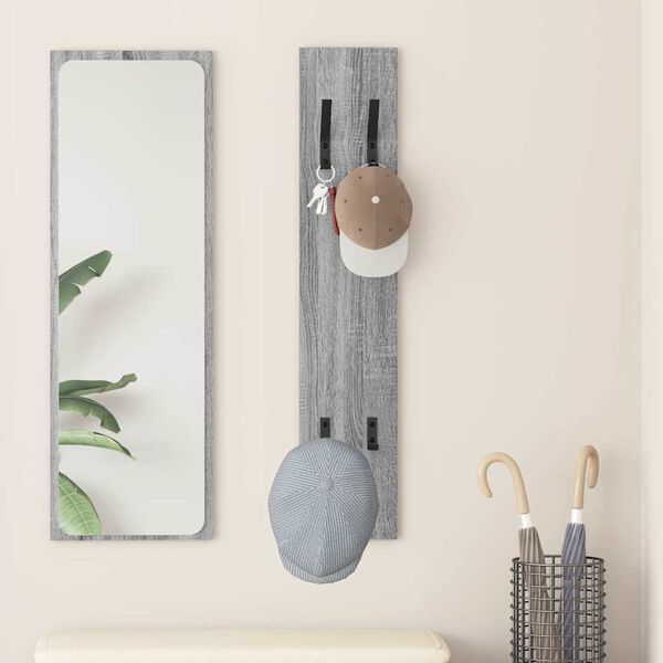 vidaXL Wall-Mounted Coat Rack Grey sonoma 20 x 1.5 x 100 cm