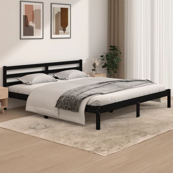 vidaXL Bed Frame without Mattress 180x200cm Black Super King Size