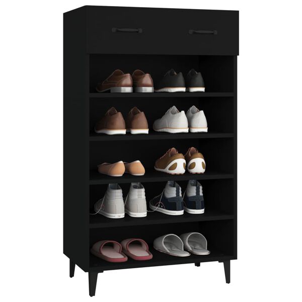 vidaXL Shoe Cabinet Black 60x35x105 cm Engineered Wood