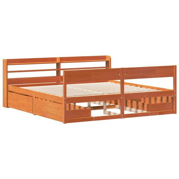 vidaXL Bed Frame without Mattress Wax Brown 180x200 cm Super King Solid Wood Pine