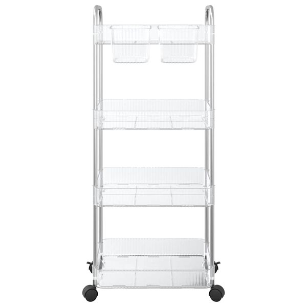 vidaXL Storage Trolley 4-Tier Transparent 37x28x95 cm Acrylic