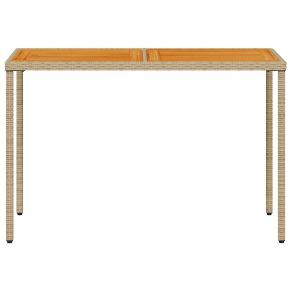 vidaXL Garden Table with Acacia Wood Top Beige 115x54x74 cm Poly Rattan