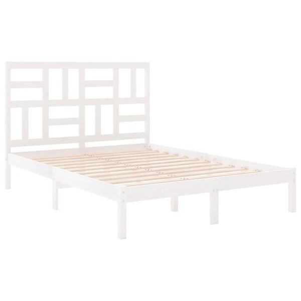 vidaXL Bed Frame without Mattress White Solid Wood 120x190 cm Small Double