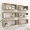 vidaXL Wall Cube Shelf 6 pcs Sonoma Oak 60x15x23 cm Engineered Wood