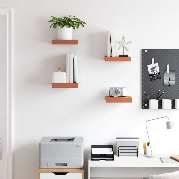 vidaXL Wall Shelf 4 pcs Red 23 x 23.5 x 4 cm Engineered Wood