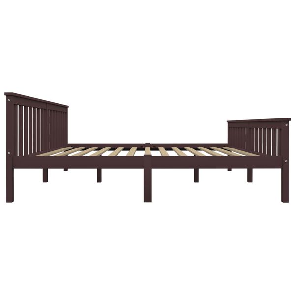 vidaXL Bed Frame without Mattress Dark Brown Solid Pinewood 180x200 cm Super King
