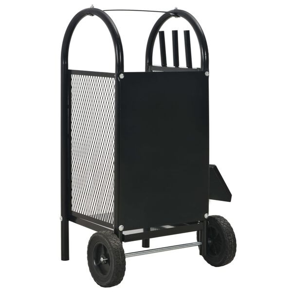 vidaXL Firewood Cart Black 30x35x81 cm Steel