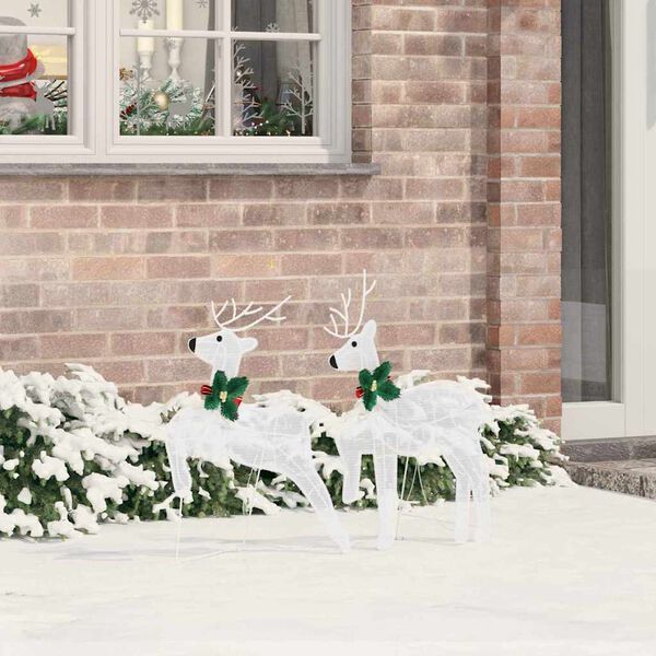 vidaXL LED Reindeers 2 pcs Cold White Fabric