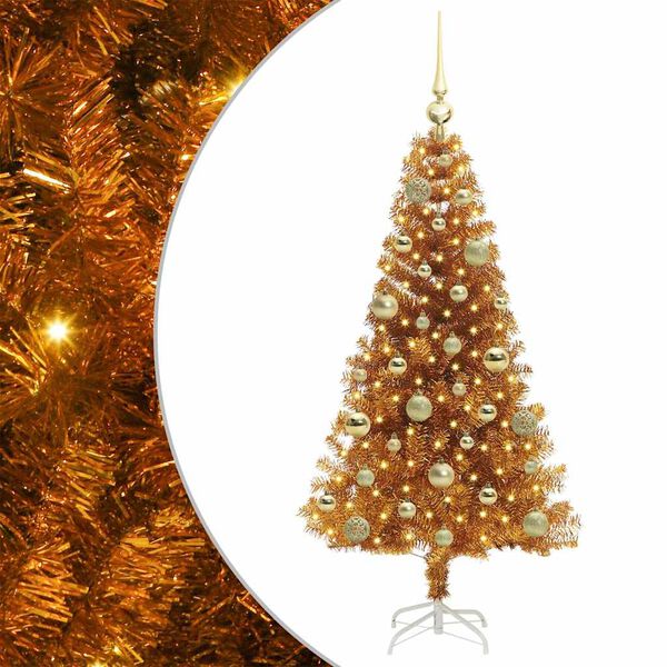 vidaXL Christmas Tree with 150 LEDs with Stand Gold 120 cm PET