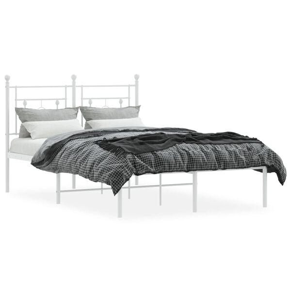 vidaXL Metal Bed Frame without Mattress with Headboard White 120x200cm