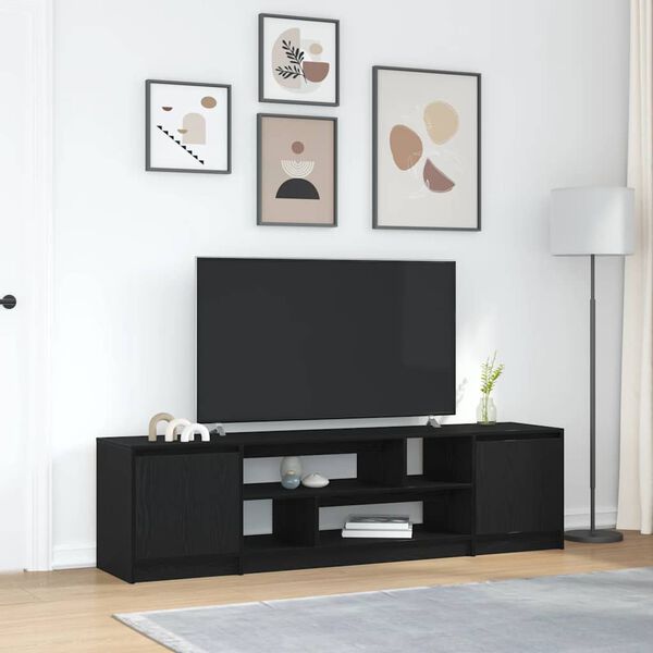 vidaXL TV Cabinet Black Oak 188.5x41x50 cm Engineered Wood