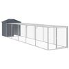 vidaXL Chicken Cage with Run Anthracite 117x609x123 cm Galvanised Steel