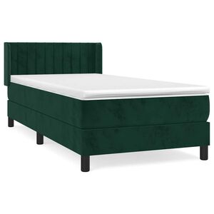vidaXL Box Spring Bed with Mattress Dark Green 80x200 cm Velvet