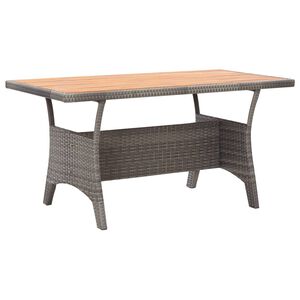 vidaXL Garden Table | Grey | Solid Acacia Wood, PE Rattan, Powder-Coated Steel