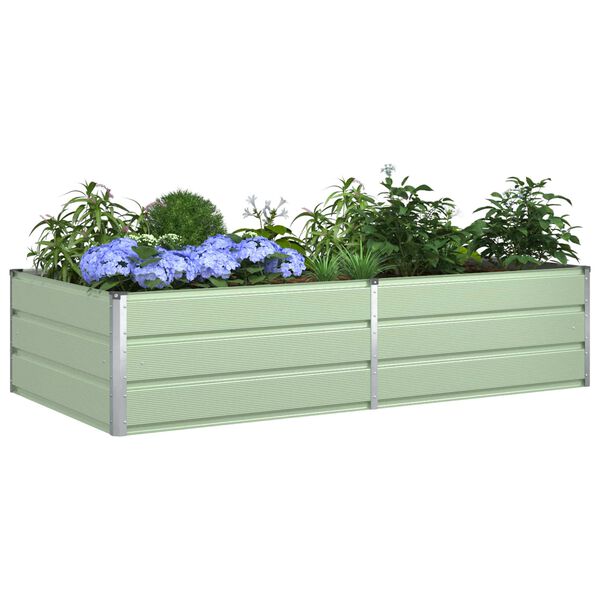 vidaXL Planter Pastel Green 195 x 100 x 45 cm Galvanised Steel