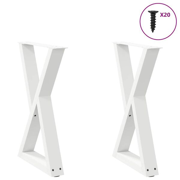 vidaXL Dining Table Legs 2 pcs White 60x(72-73.3) cm Steel