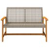 vidaXL Garden Bench Grey 112 cm Poly Rattan and Acacia Wood