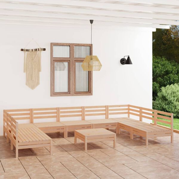 vidaXL 10 Piece Garden Lounge Set Solid Wood Pine