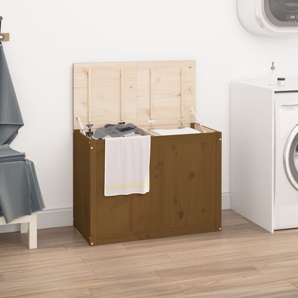 vidaXL Laundry Box Honey Brown 88.5x44x66 cm Solid Wood Pine