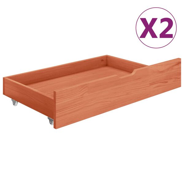 vidaXL Bed Drawers 2 pcs Honey Brown Solid Pine Wood