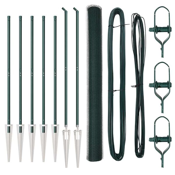 vidaXL Fence Post Green 10 x 1.6 m (25 mm mesh) Steel and PVC