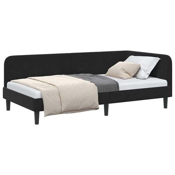 vidaXL Corner Bed Frame with Headboard Black 90 x 200 cm Velvet