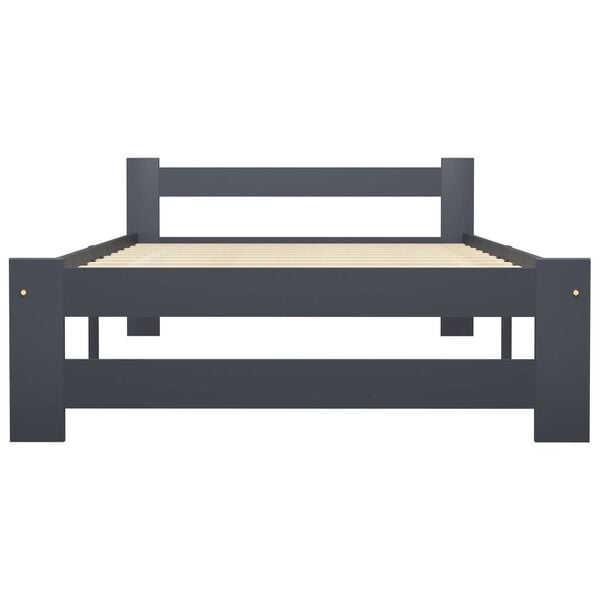 vidaXL Bed Frame without Mattress Dark Grey Solid Pine Wood 100x200 cm