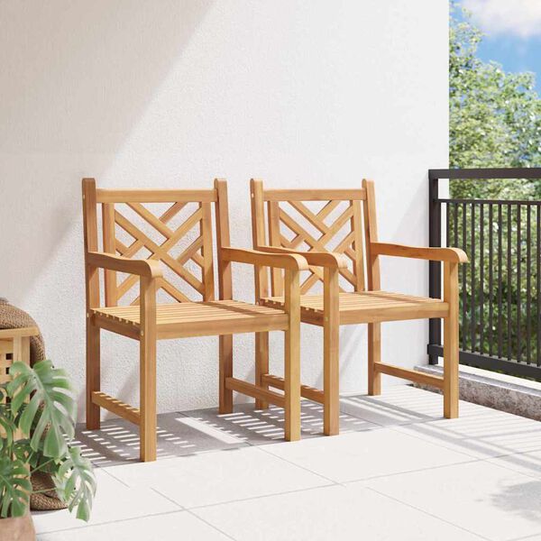 vidaXL Garden Chairs 2 pcs Brown 58 x 60 x 90 cm Solid teak wood