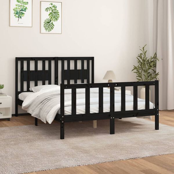 vidaXL Bed Frame without Mattress Black Solid Wood Pine 120x200 cm