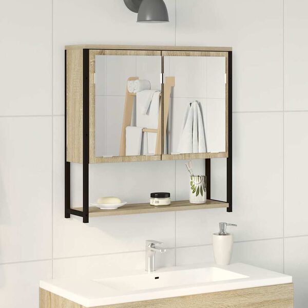 vidaXL Bathroom Mirror Beige 60 x 16 x 60 cm Glass and Engineered Wood