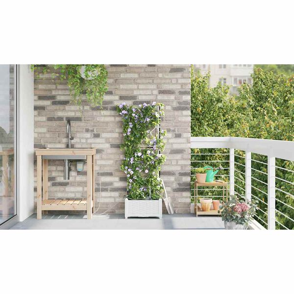 vidaXL Garden Planter White 40 x 40 x 126 cm Steel